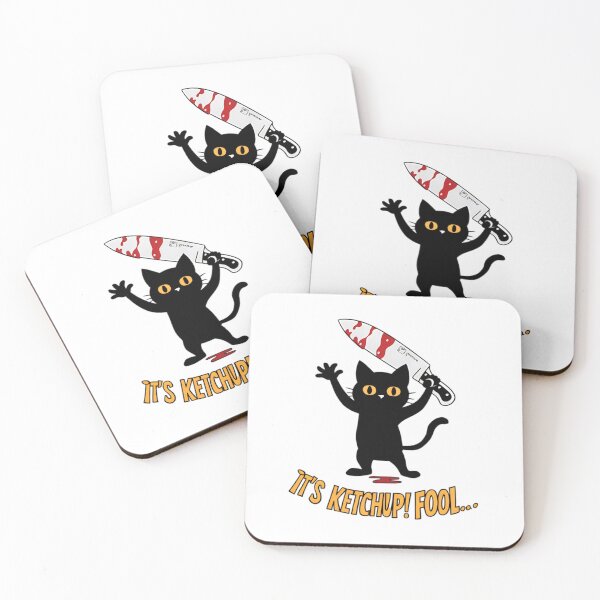 Item preview, It's Ketchup Fool, FunnyFits70, Cat, Knife, Prank, Culinary, Ketchup, Humor, Feline, Mischief, Cooking, Illustration, Blood, Funny, Cartoon, Art designed and sold by FunnyFits70.