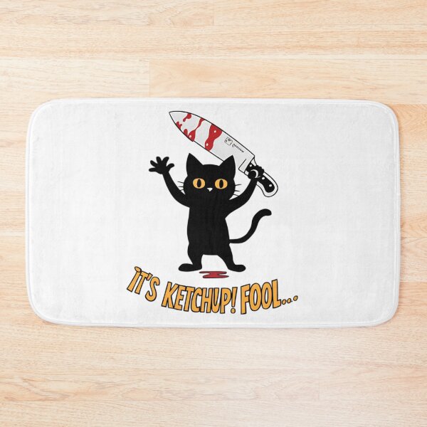 Item preview, It's Ketchup Fool, FunnyFits70, Cat, Knife, Prank, Culinary, Ketchup, Humor, Feline, Mischief, Cooking, Illustration, Blood, Funny, Cartoon, Art designed and sold by FunnyFits70.