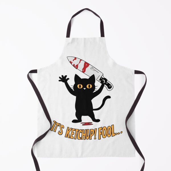 Item preview, It's Ketchup Fool, FunnyFits70, Cat, Knife, Prank, Culinary, Ketchup, Humor, Feline, Mischief, Cooking, Illustration, Blood, Funny, Cartoon, Art designed and sold by FunnyFits70.