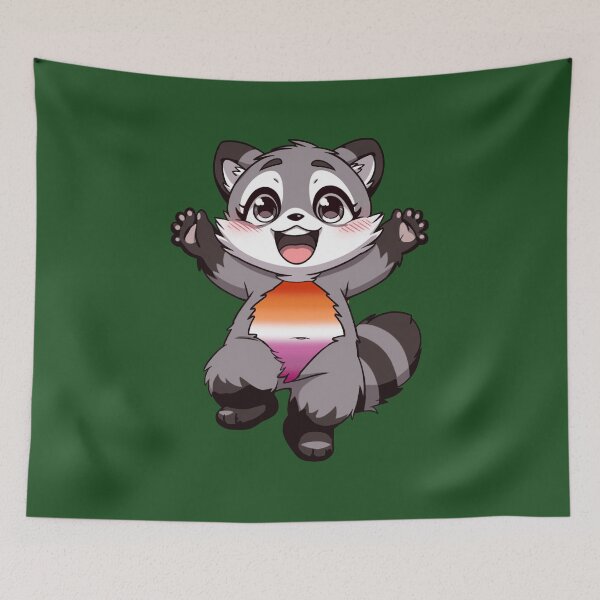 Item preview, Cute Raccoon with Lesbian Pride Flag Colored Tummy, Subtle Lesbian Design designed and sold by Travelslightly.