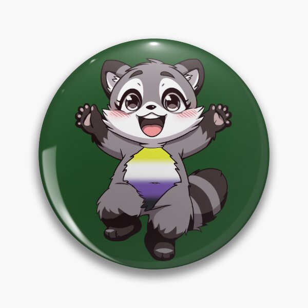 Item preview, Cute Raccoon with Nonbinary Pride Flag Colored Tummy, Subtle Enby Design designed and sold by Travelslightly.