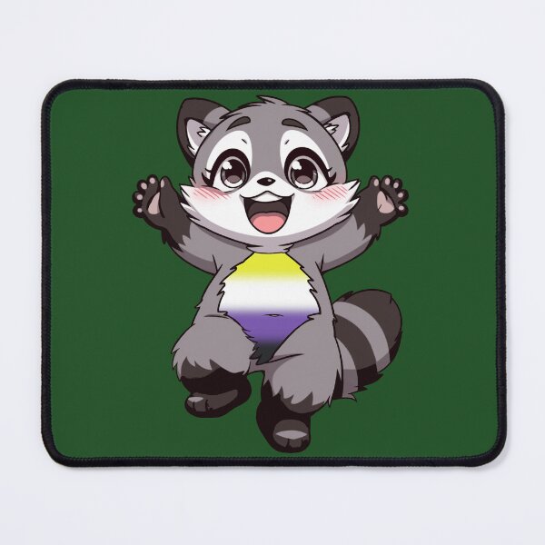 Item preview, Cute Raccoon with Nonbinary Pride Flag Colored Tummy, Subtle Enby Design designed and sold by Travelslightly.