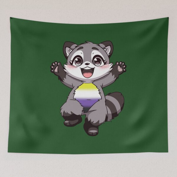 Item preview, Cute Raccoon with Nonbinary Pride Flag Colored Tummy, Subtle Enby Design designed and sold by Travelslightly.