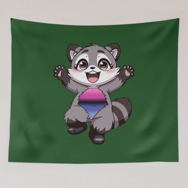 Item preview, Cute Raccoon with Omnisexual Pride Flag Colored Tummy, Subtle Omni Design designed and sold by Travelslightly.