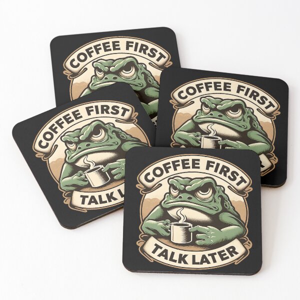 Item preview, Grumpy Frog Coffee First Talk Later - anti Morning toad. Funny Froggy meme designed and sold by Unitepeople.