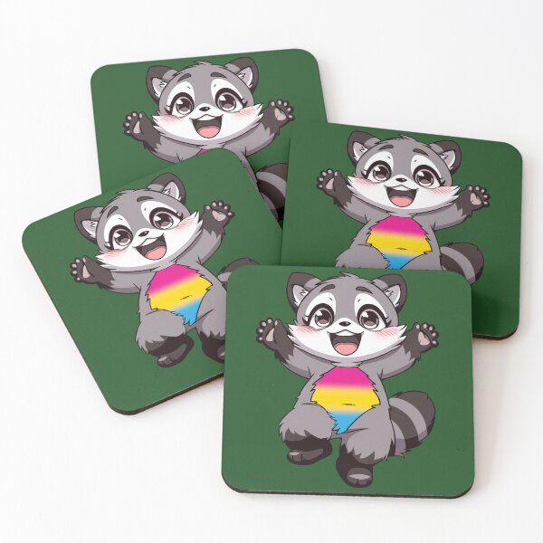 Item preview, Cute Raccoon with Pansexual Pride Flag Colored Tummy, Subtle Pan Design designed and sold by Travelslightly.