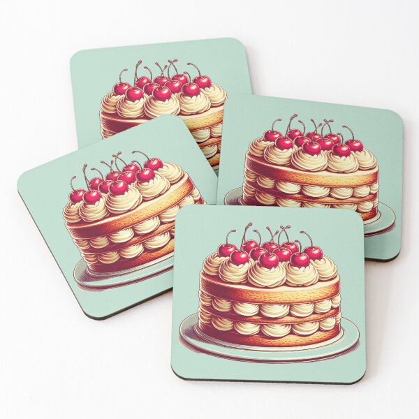 Item preview, Vintage Cake, Retro Buttercream Cake with Cherries designed and sold by LittleLoveFinds.
