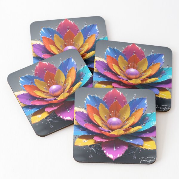 Item preview, flower petals mutlicolor drops water at edge lotus designed and sold by PIXSELLWORLD.
