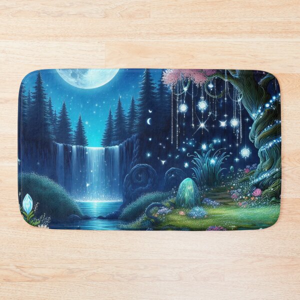 Item preview, Moonlight Mystique Enchanted Forest Waterfall designed and sold by ArtComixHaven.