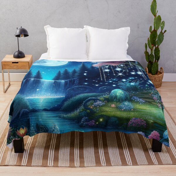 Item preview, Moonlight Mystique Enchanted Forest Waterfall designed and sold by ArtComixHaven.