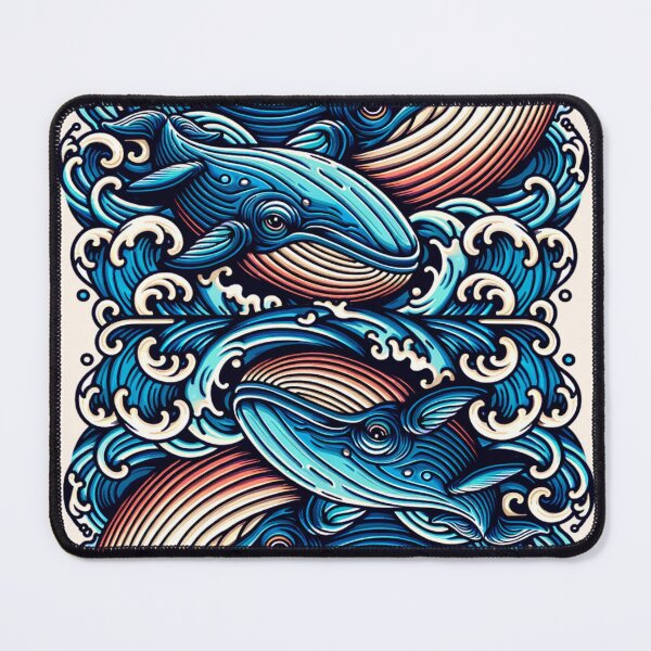 Item preview, Beautiful Whales and Ocean Waves Boho Nature Animals Gift designed and sold by InkyGenies.