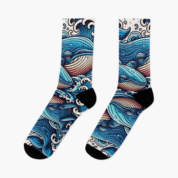 Item preview, Beautiful Whales and Ocean Waves Boho Nature Animals Gift designed and sold by InkyGenies.