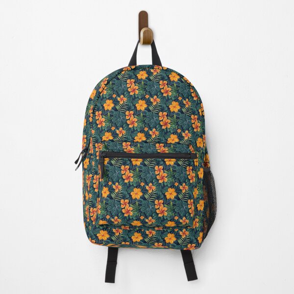 Item preview, Bright orange flowers amid lush green tropical foliage in a botanical illustration designed and sold by Jerhus.