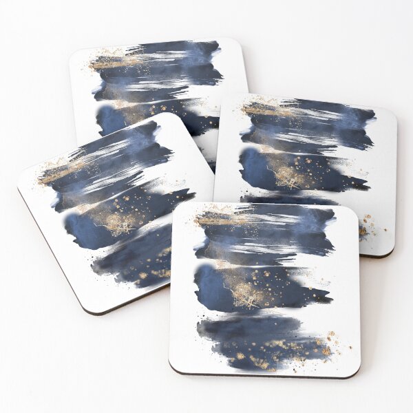 Aperçu de l'œuvre Résumé aquarelle bleu et or créée et vendue par PinkLotusArt.