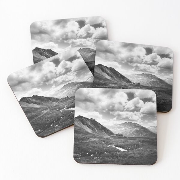 Item preview, Black and white art photo of mountain motif Hohe Tauern National Park in Austria designed and sold by Marvin Diehl.