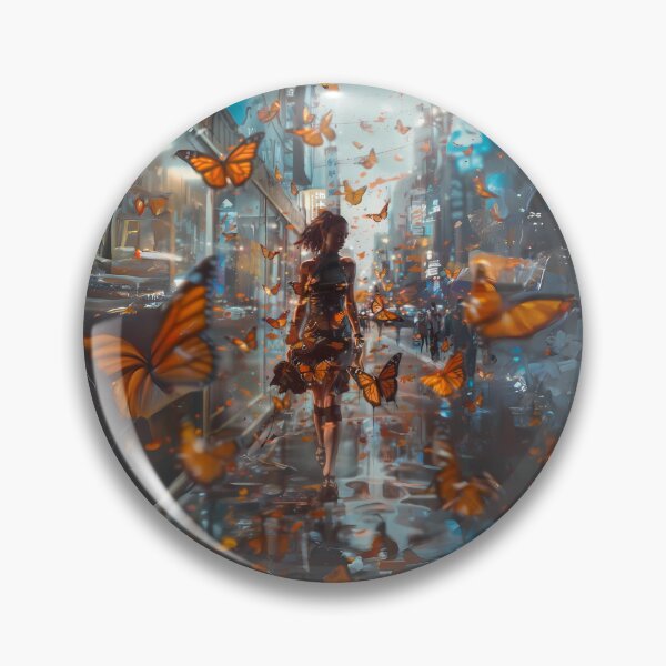 Item preview,  Woman Walking in the City with Butterflies Art  designed and sold by Obsidian Ink by Wilshire.
