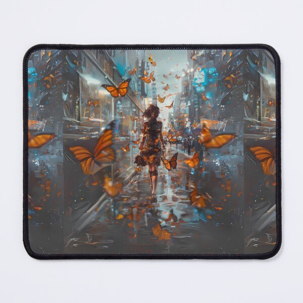 Item preview,  Woman Walking in the City with Butterflies Art  designed and sold by Obsidian Ink by Wilshire.