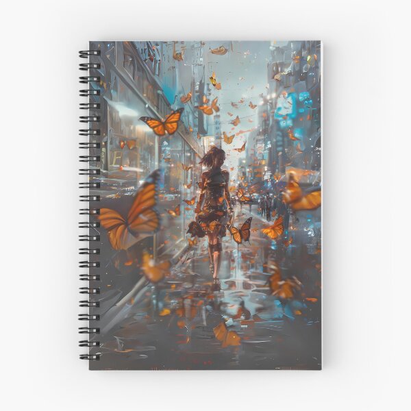 Item preview,  Woman Walking in the City with Butterflies Art  designed and sold by Obsidian Ink by Wilshire.
