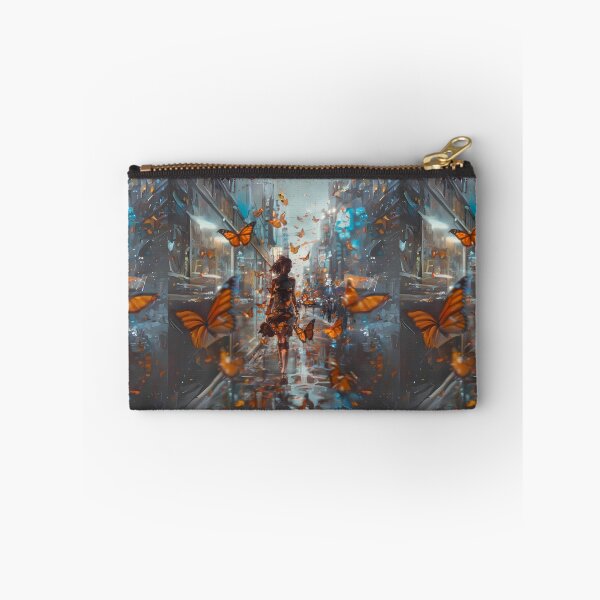 Item preview,  Woman Walking in the City with Butterflies Art  designed and sold by Obsidian Ink by Wilshire.