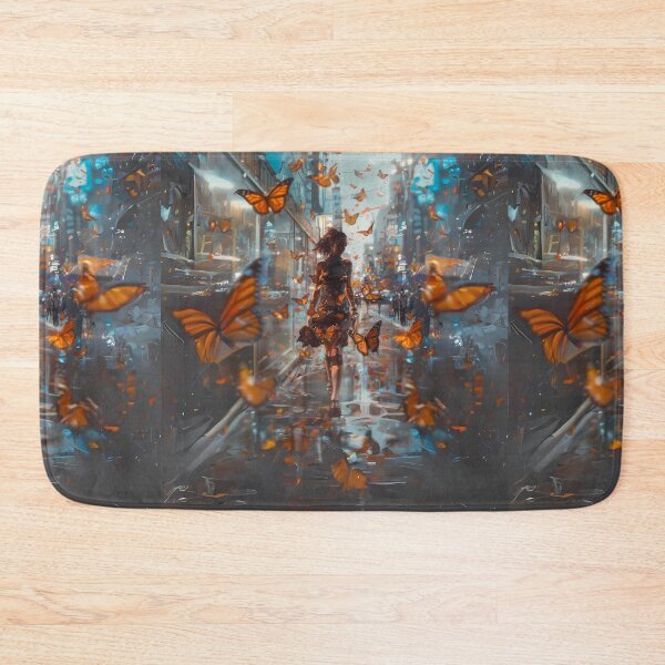 Item preview,  Woman Walking in the City with Butterflies Art  designed and sold by Obsidian Ink by Wilshire.