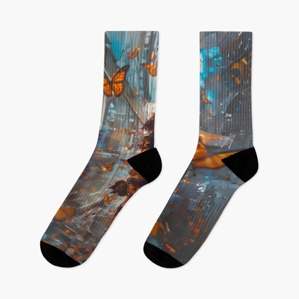 Item preview,  Woman Walking in the City with Butterflies Art  designed and sold by Obsidian Ink by Wilshire.