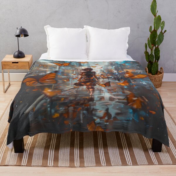 Item preview,  Woman Walking in the City with Butterflies Art  designed and sold by Obsidian Ink by Wilshire.