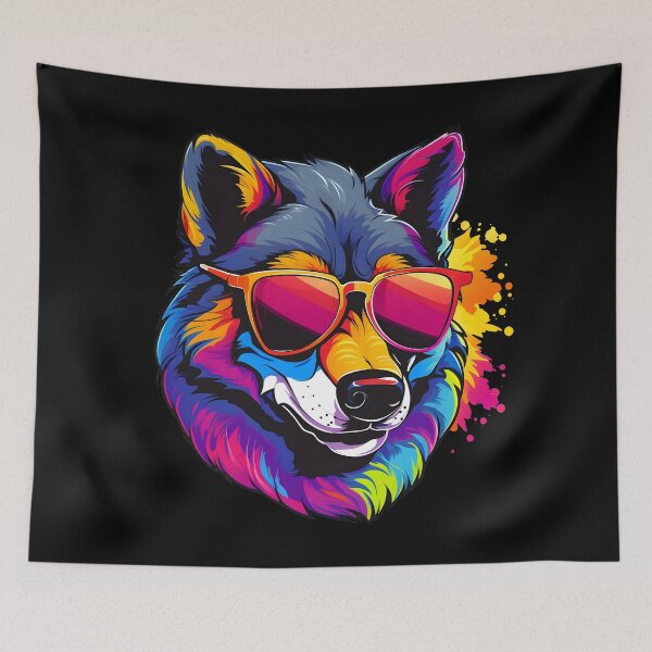 Item preview, Summer Colorful Funny Cool Gangsta Wolf Wearing Shades designed and sold by Leonardo Palumbo.