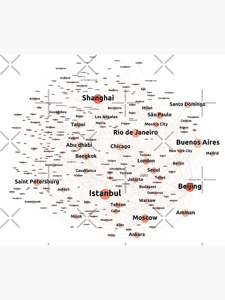 Graph of Sister Cities With +1 Million Inhabitants - White Canvas by ramiro