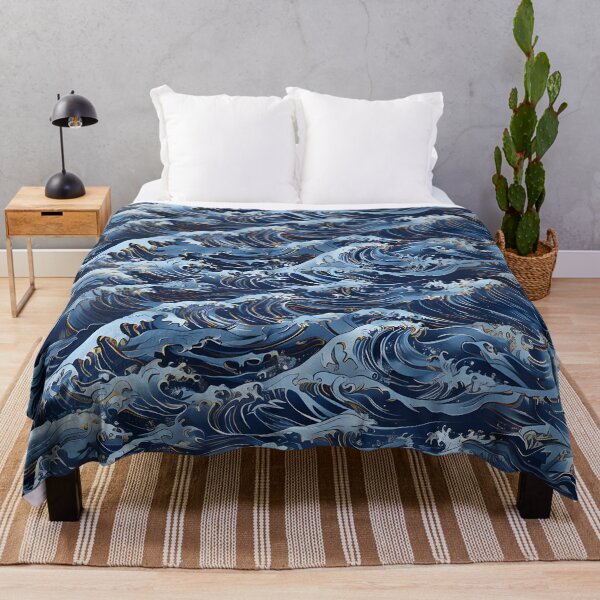 Item preview, Indigo Tsunami - Ukiyo-e Wave Pattern designed and sold by SweetRepeat.