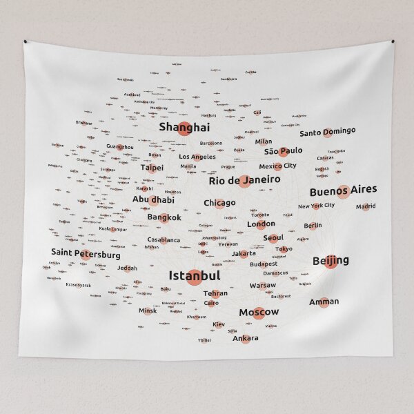 Item preview, Graph of Sister Cities With +1 Million Inhabitants - White Canvas designed and sold by ramiro.