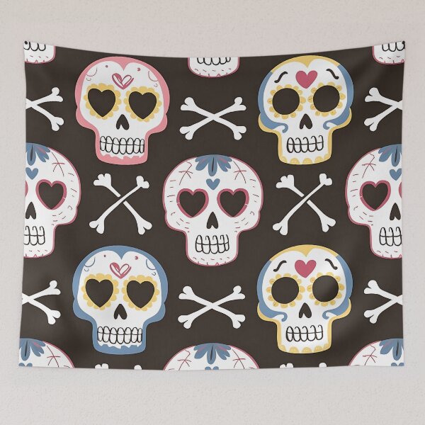 Item preview, Calavera Sugar Skull Doodle Seamless Pattern designed and sold by Haji  Kamora.