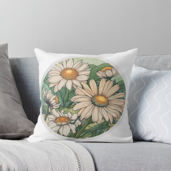 Item preview, Daisy Flower: April Birth flower - Watercolour Art Nouveau Inspired Daisies Flower Round Design designed and sold by DarlaEdnaFleur.