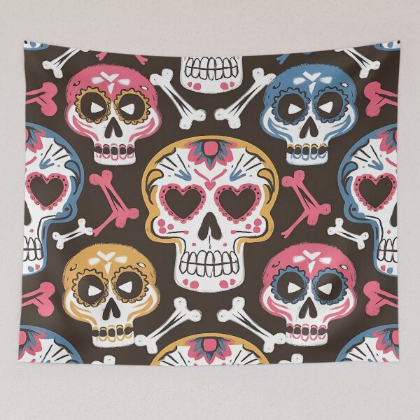 Item preview, Calavera Sugar Skull Doodle Seamless Pattern designed and sold by Haji  Kamora.
