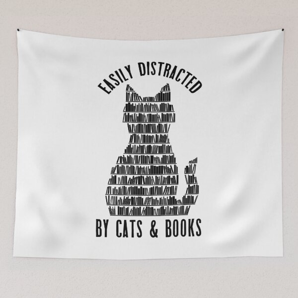 Item preview, Easily Distracted By Cats And Books Cat Lover Owner Library designed and sold by GrandeDuc.