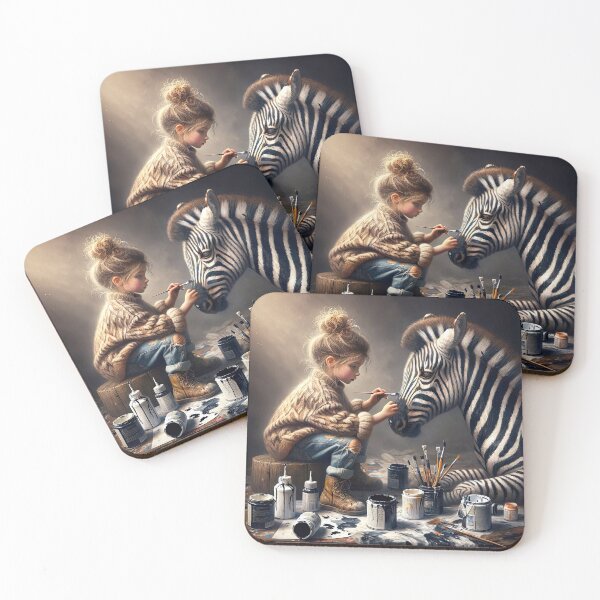 Item preview, Little Girl Painting Stripes On Zebra designed and sold by Maria Dryfhout.