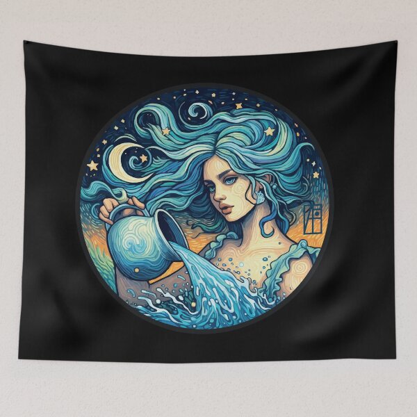 Item preview, ZODIAC Aquarius - Astrological AQUARIUS - AQUARIUS - ZODIAC sign - Van Gogh style - 13 designed and sold by ArtProjectShop.