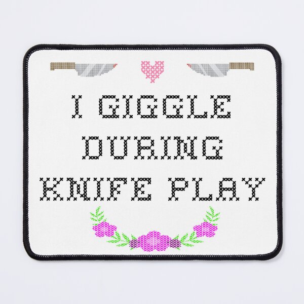 Item preview, I giggle during knife play floral embroidery designed and sold by kinkstoo.