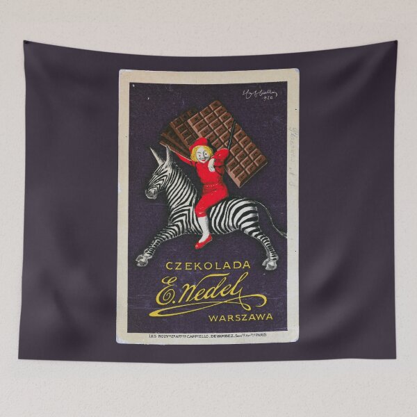 Item preview, Vintage Postcard Advertising E. Wedel Chocolate Featuring a Zebra and a Boy designed and sold by VintageBazaar.