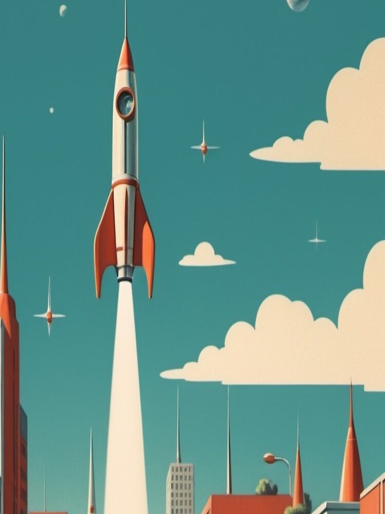 Thumbnail 5 of 5, Graphic T-Shirt, Vintage Rocket Revival - Vintage Space Age designed and sold by eXtraHumans.