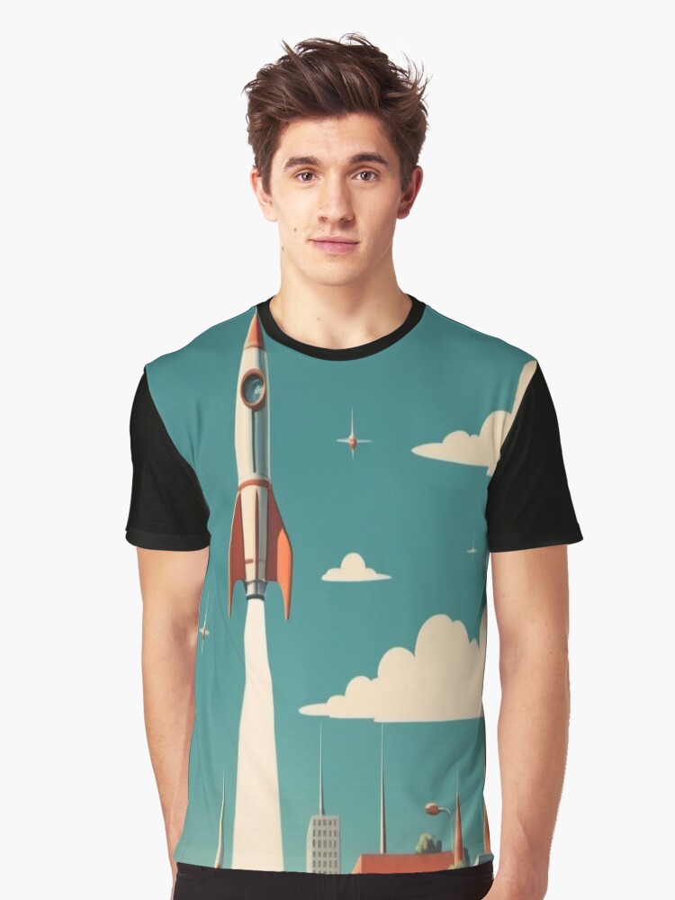 Thumbnail 1 of 5, Graphic T-Shirt, Vintage Rocket Revival - Vintage Space Age designed and sold by eXtraHumans.