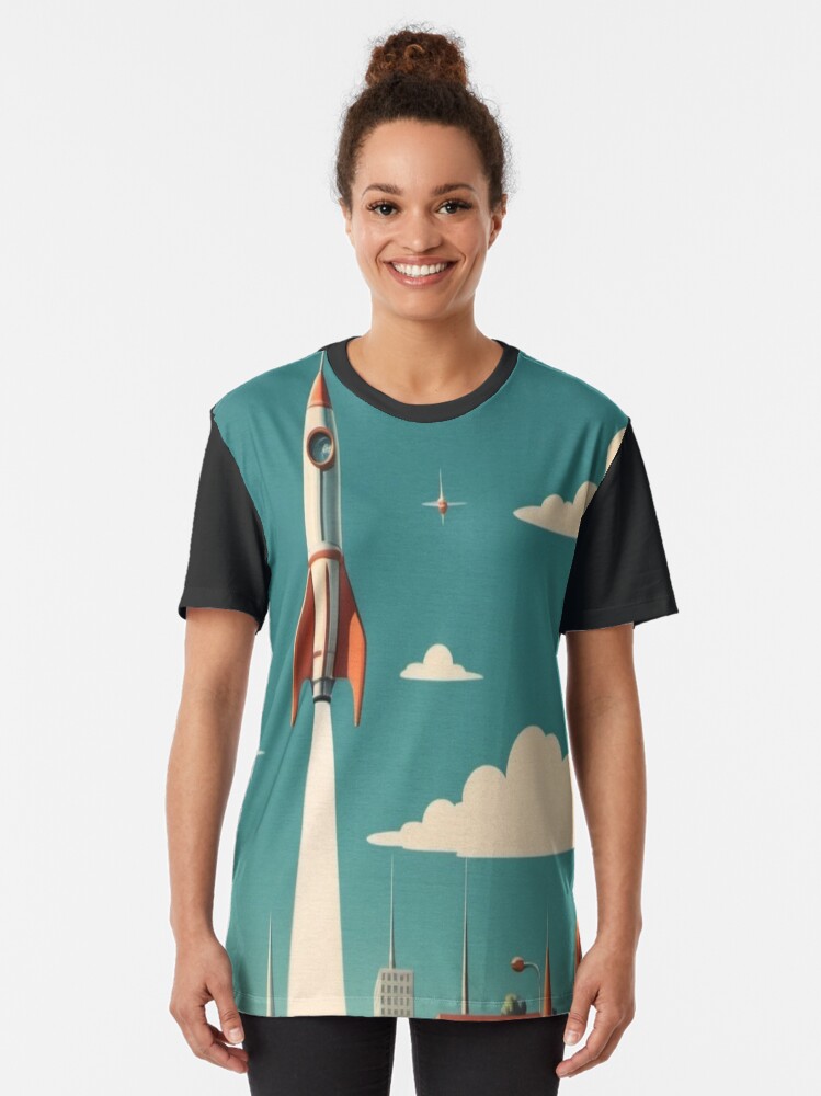 Thumbnail 2 of 5, Graphic T-Shirt, Vintage Rocket Revival - Vintage Space Age designed and sold by eXtraHumans.