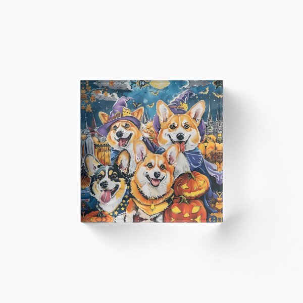Item preview, Corgi Perros Bandera del jardín de Halloween, Bandera de la casa de Halloween bruja, Decoración del hogar de Halloween amante de los perros, Regalo de arte de otoño de Halloween de la mamá del perro, Inauguración de la casa designed and sold by OnceOnlyArt.