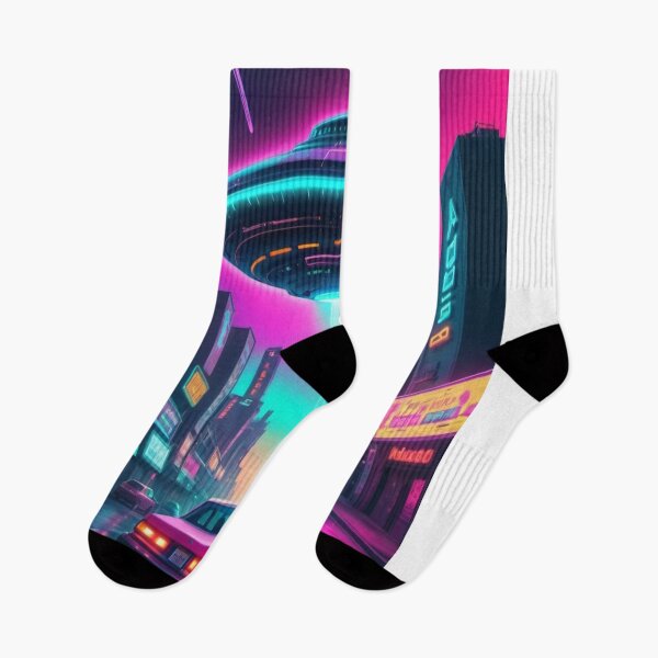 Item preview, Neon Skyline Abduction - Ufo Gifts designed and sold by eXtraHumans.