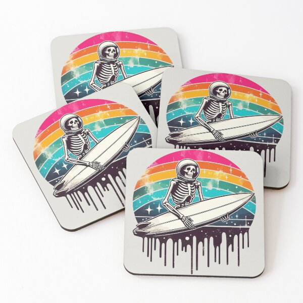Item preview, Funny Skeleton Surfer Rainbow designed and sold by TomFrontierArt.