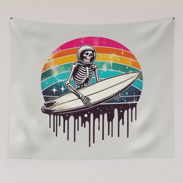 Item preview, Funny Skeleton Surfer Rainbow designed and sold by TomFrontierArt.