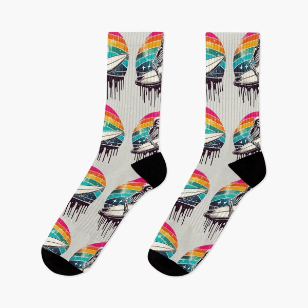 Item preview, Funny Skeleton Surfer Rainbow designed and sold by TomFrontierArt.
