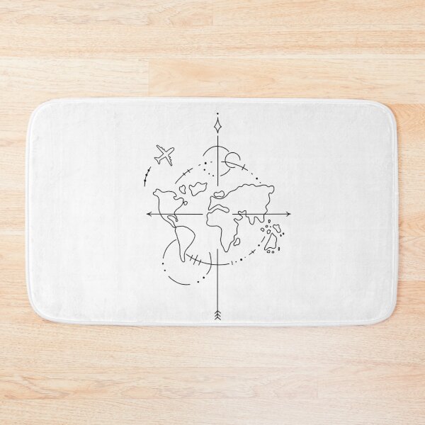 Item preview, Black Traveling Around The World | Minimalistic Tattoo Design Style, Line Art Illustration | Travel Lover, Earth, Wanderlust  designed and sold by bymtsef.