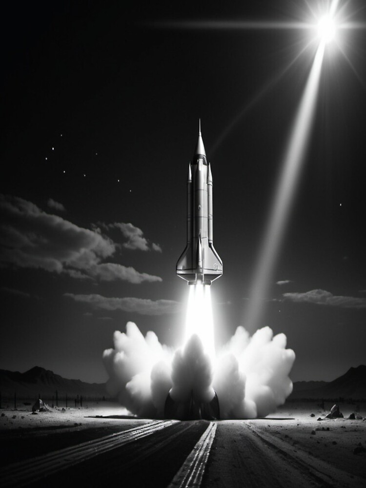 Thumbnail 4 of 4, iPhone Case, Noir Ascension: Space Age - Rocket Launch designed and sold by eXtraHumans.