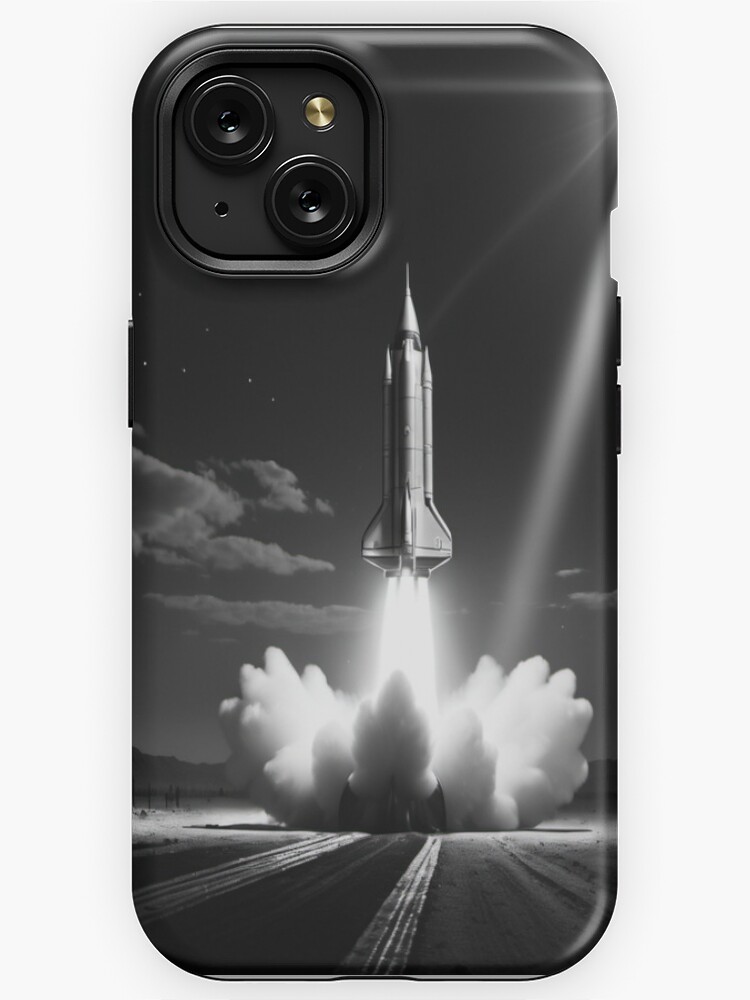 Thumbnail 1 of 4, iPhone Case, Noir Ascension: Space Age - Rocket Launch designed and sold by eXtraHumans.