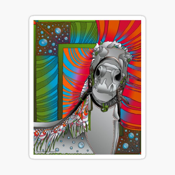 Horse Looking at You Kid - Psychedelic Pet Portrait Sticker